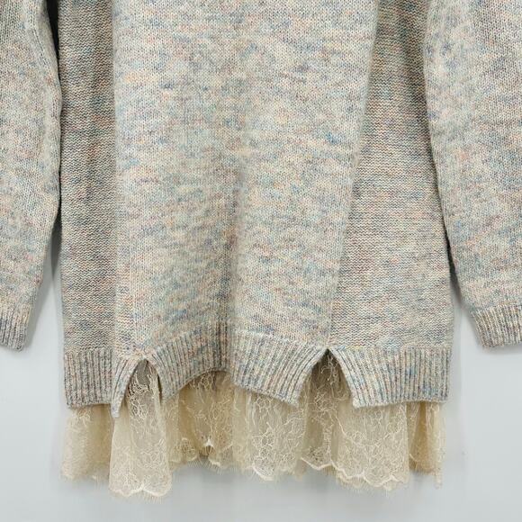 Logo by Lori Goldstein Crew Neck Tunic Feminine Sweater w/ Lace Hem Womens 2XS - Picture 4 of 11